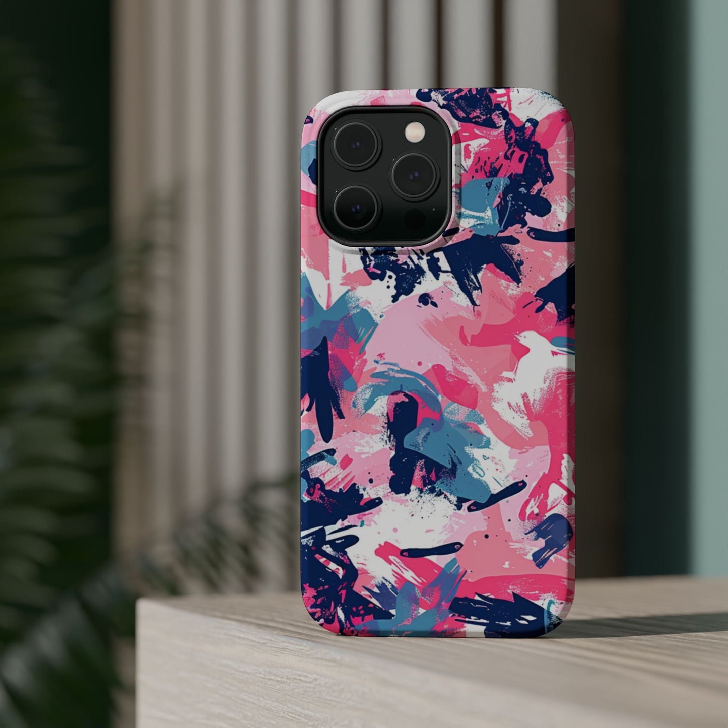 Vibrant Pink & Navy Abstract Splash – MagSafe iPhone Case - BOGO Cases