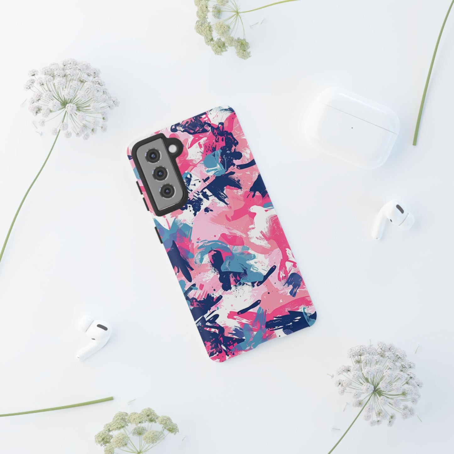 Vibrant Pink & Navy Abstract Splash – Samsung Galaxy Case - BOGO Cases