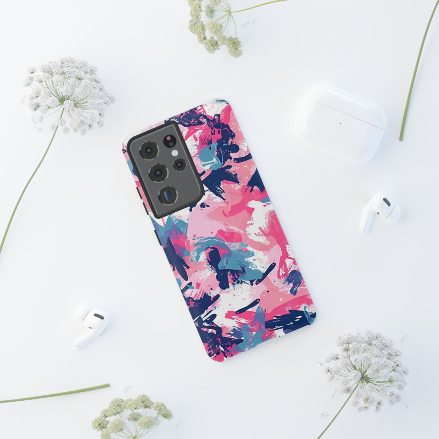 Vibrant Pink & Navy Abstract Splash – Samsung Galaxy Case - BOGO Cases