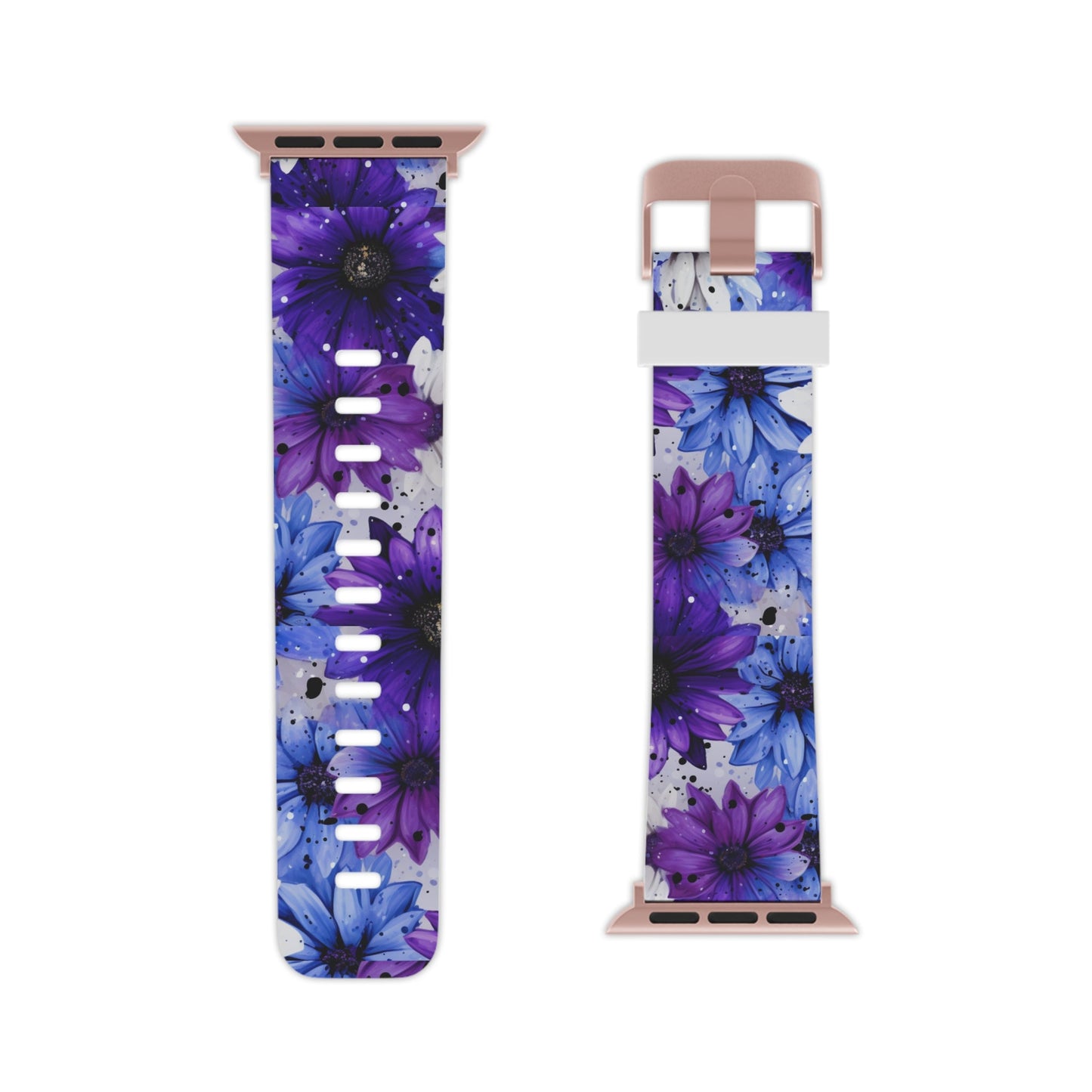 Vibrant Purple & Blue Floral Splash Apple Watch Band - BOGO Cases