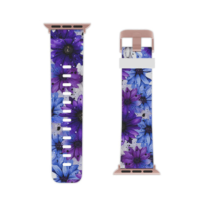 Vibrant Purple & Blue Floral Splash Apple Watch Band - BOGO Cases