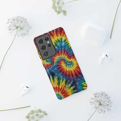 Vibrant Tie - Dye Swirl Samsung Galaxy Case – Retro Rainbow Design - BOGO Cases