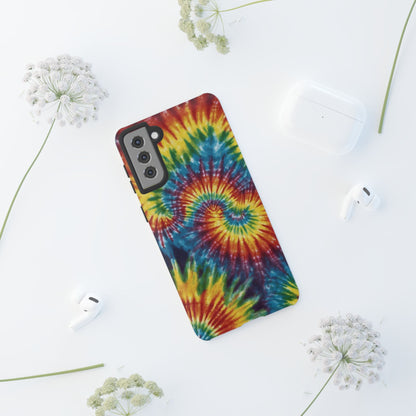 Vibrant Tie - Dye Swirl Samsung Galaxy Case – Retro Rainbow Design - BOGO Cases