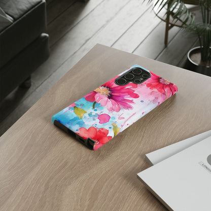 Vibrant Watercolor Red & Pink Floral - Samsung Galaxy Case - BOGO Cases