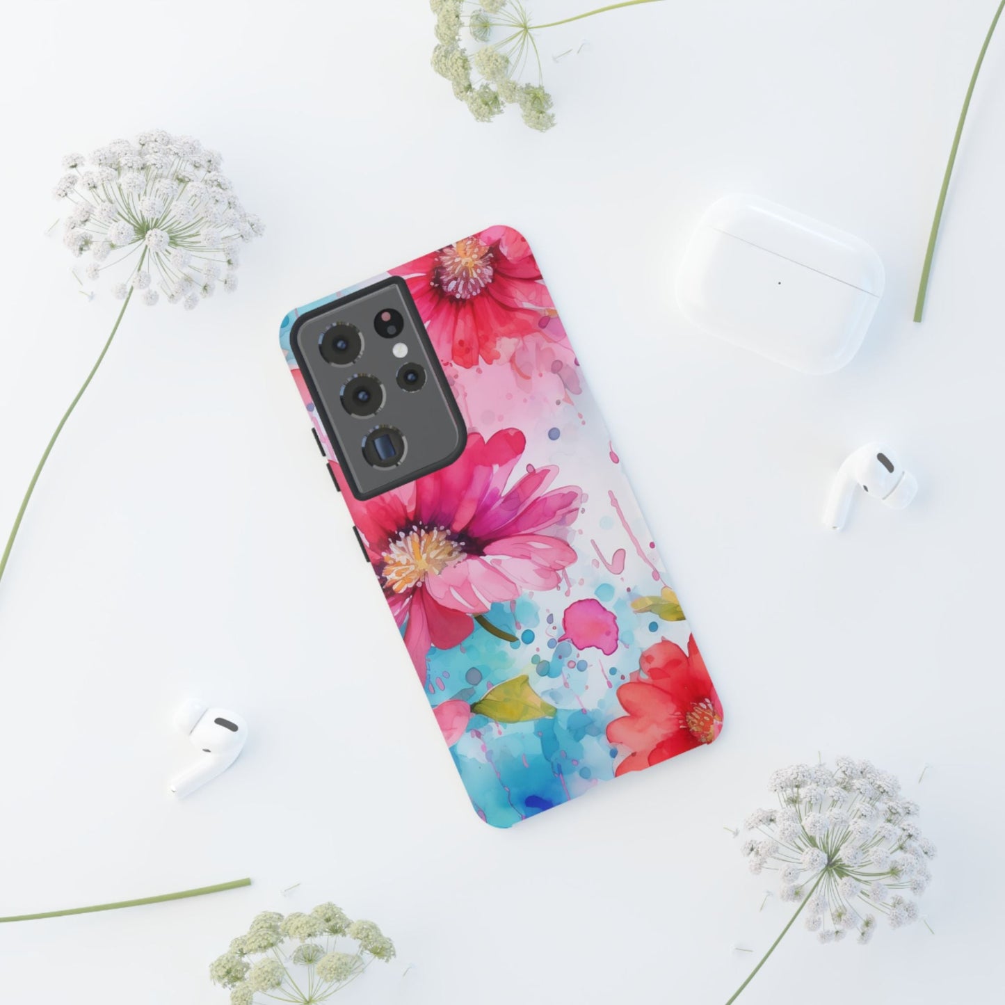 Vibrant Watercolor Red & Pink Floral - Samsung Galaxy Case - BOGO Cases