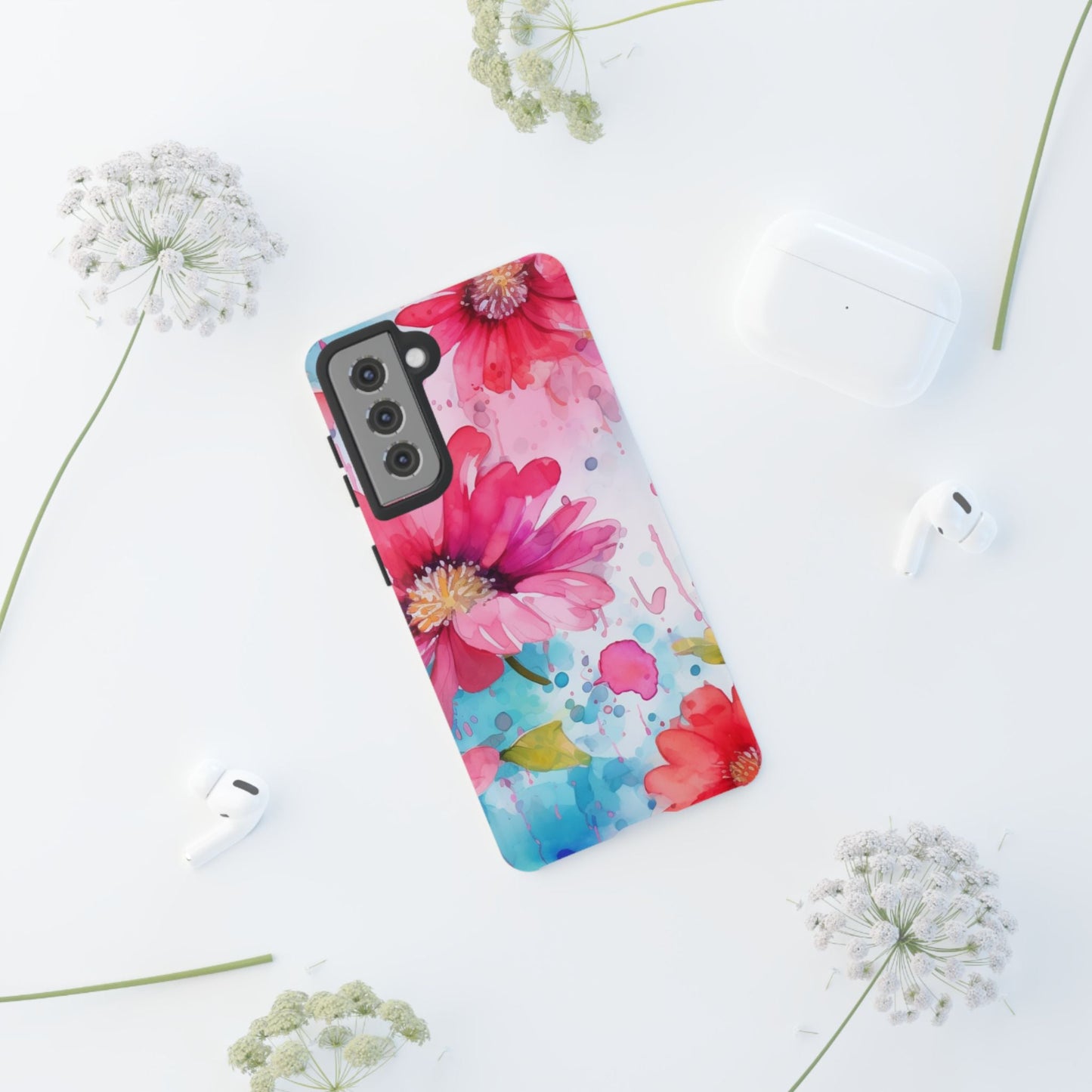 Vibrant Watercolor Red & Pink Floral - Samsung Galaxy Case - BOGO Cases