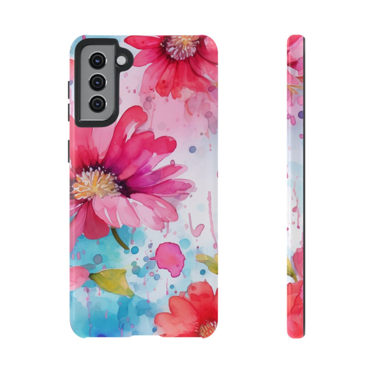 Vibrant Watercolor Red & Pink Floral - Samsung Galaxy Case - BOGO Cases