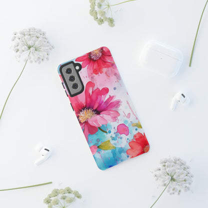 Vibrant Watercolor Red & Pink Floral - Samsung Galaxy Case - BOGO Cases