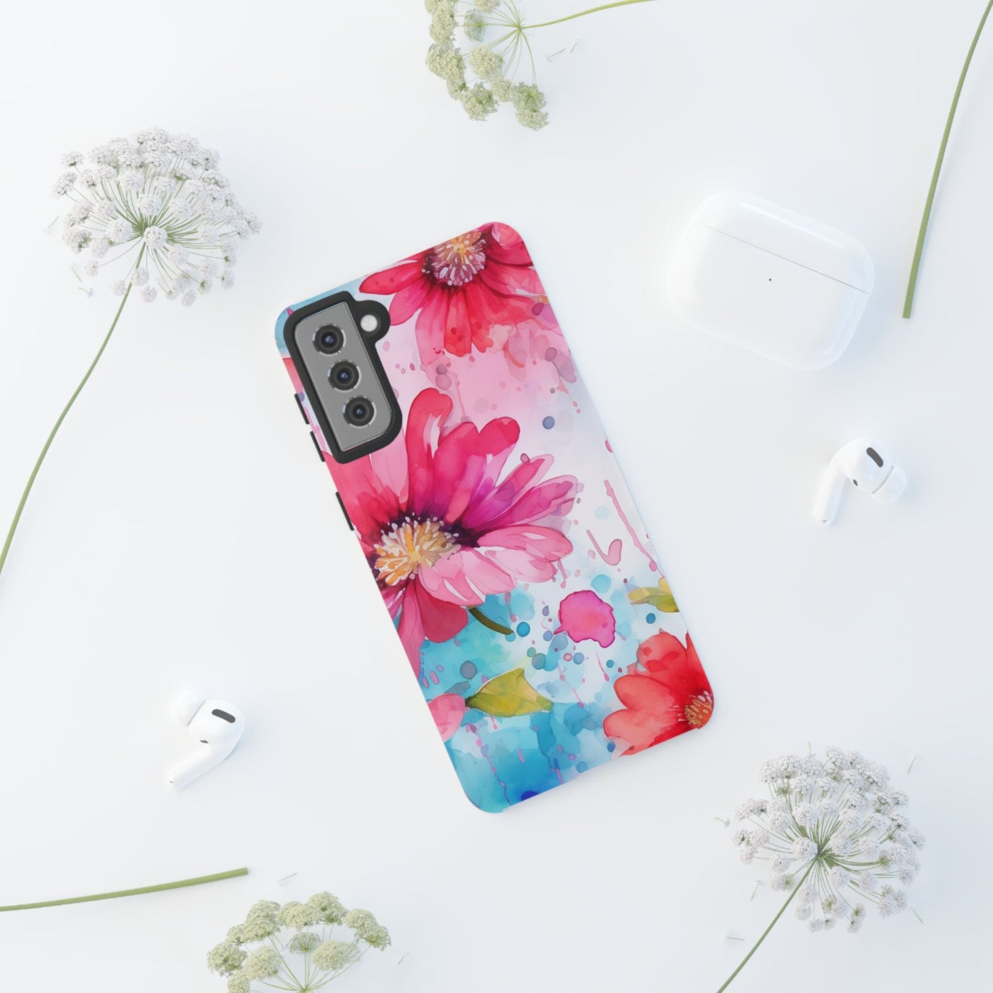 Vibrant Watercolor Red & Pink Floral - Samsung Galaxy Case - BOGO Cases