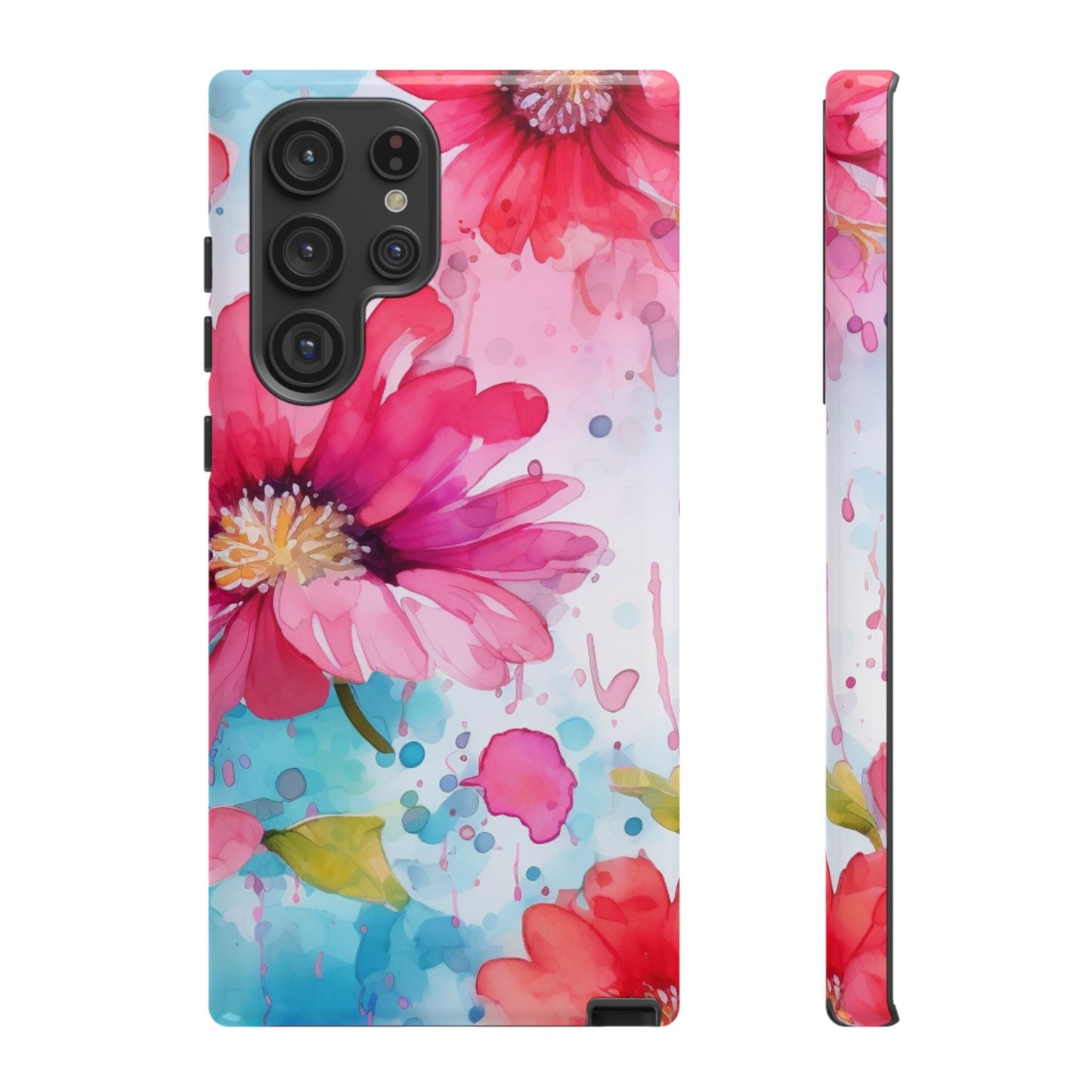 Vibrant Watercolor Red & Pink Floral - Samsung Galaxy Case - BOGO Cases