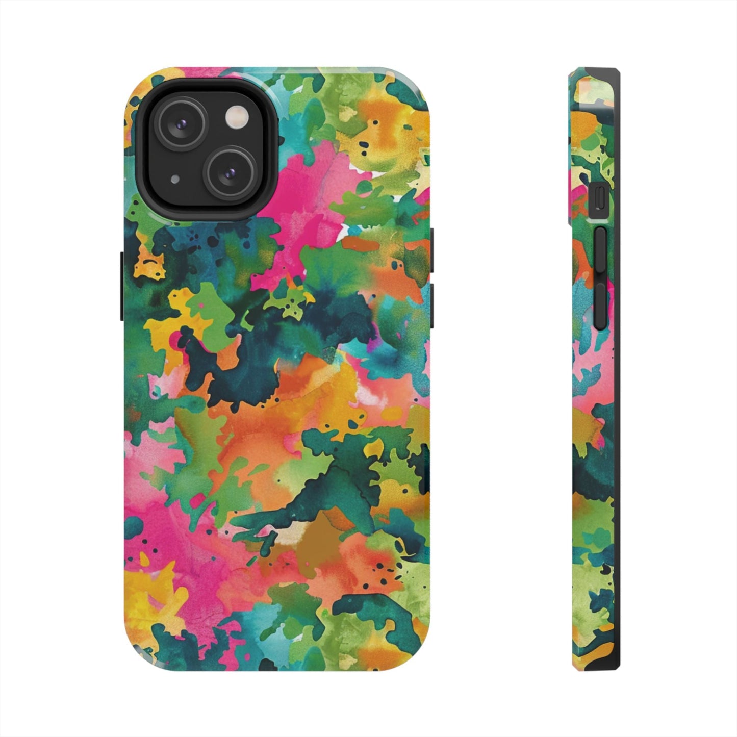 Vibrant Watercolor Splash iPhone Case – Bold Multicolor Artistic Design - BOGO Cases