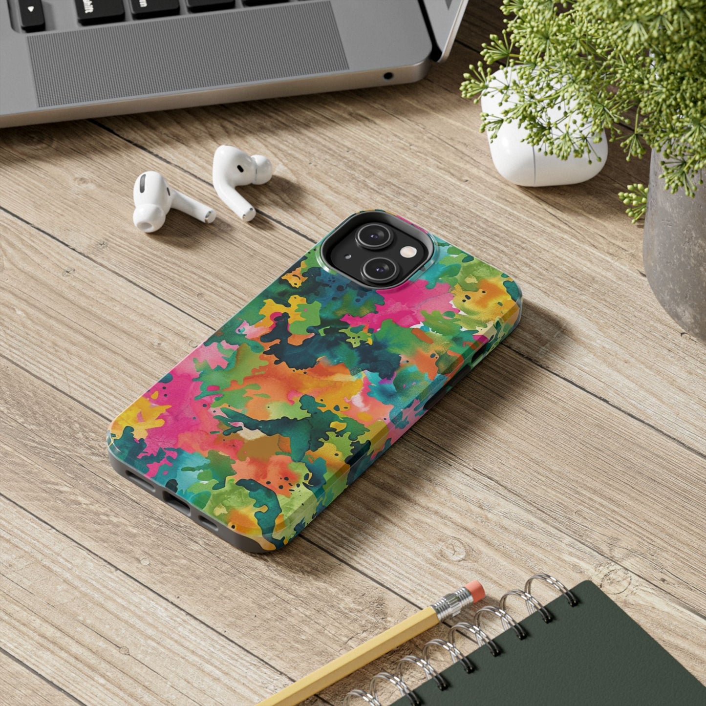 Vibrant Watercolor Splash iPhone Case – Bold Multicolor Artistic Design - BOGO Cases