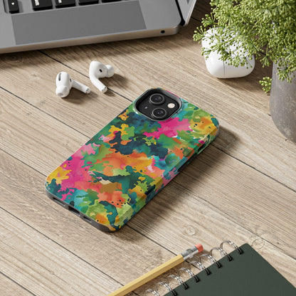 Vibrant Watercolor Splash iPhone Case – Bold Multicolor Artistic Design - BOGO Cases