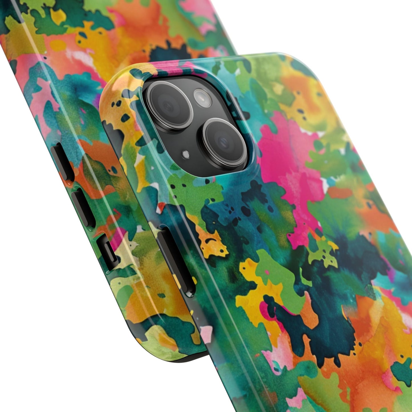Vibrant Watercolor Splash iPhone Case – Bold Multicolor Artistic Design - BOGO Cases