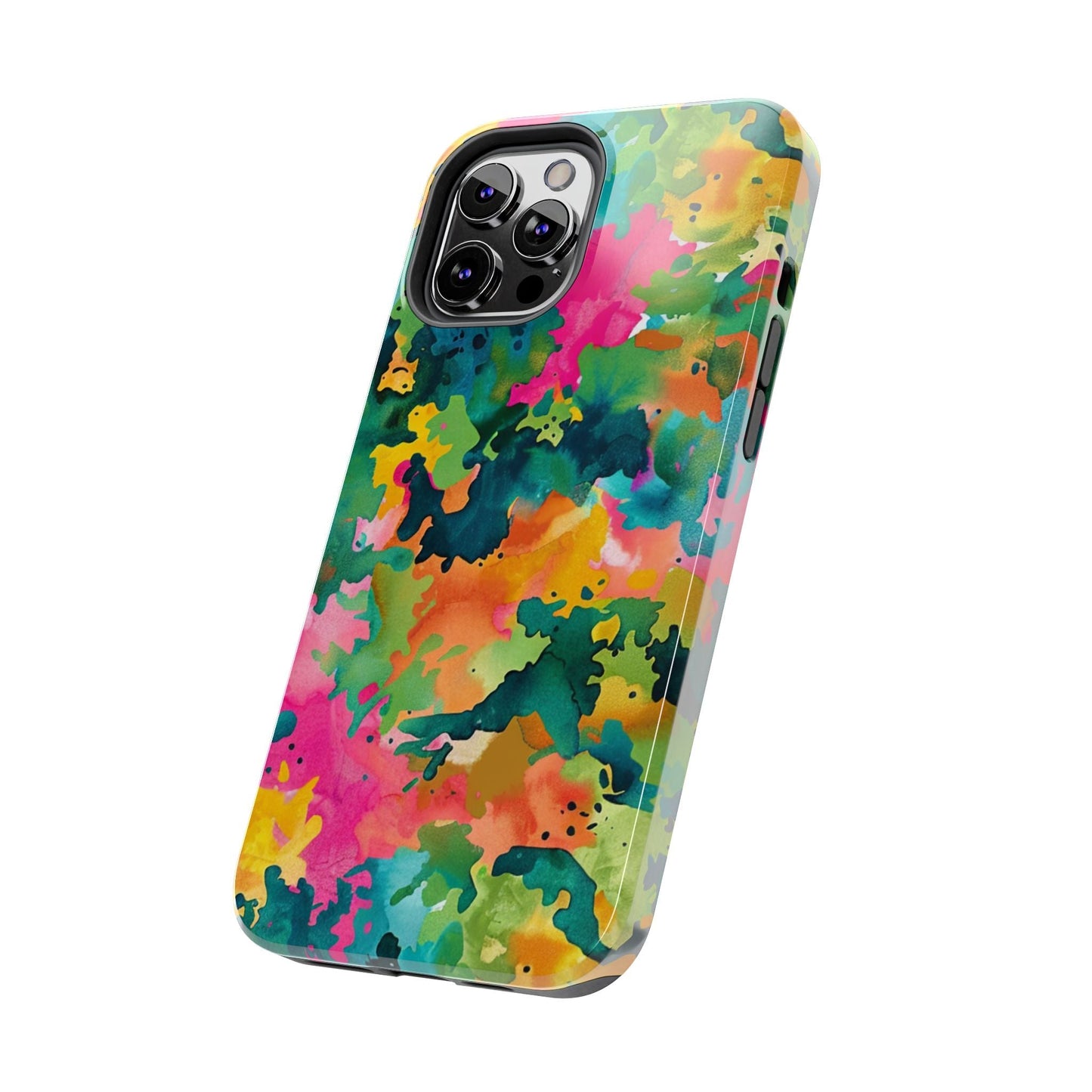 Vibrant Watercolor Splash iPhone Case – Bold Multicolor Artistic Design - BOGO Cases