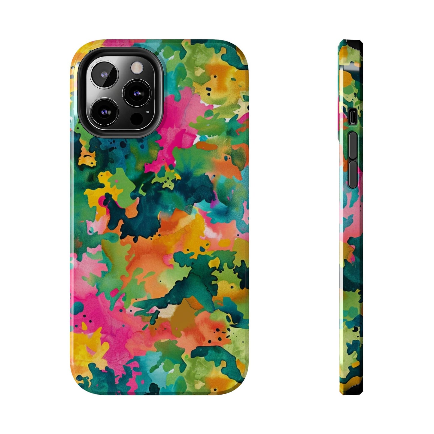 Vibrant Watercolor Splash iPhone Case – Bold Multicolor Artistic Design - BOGO Cases