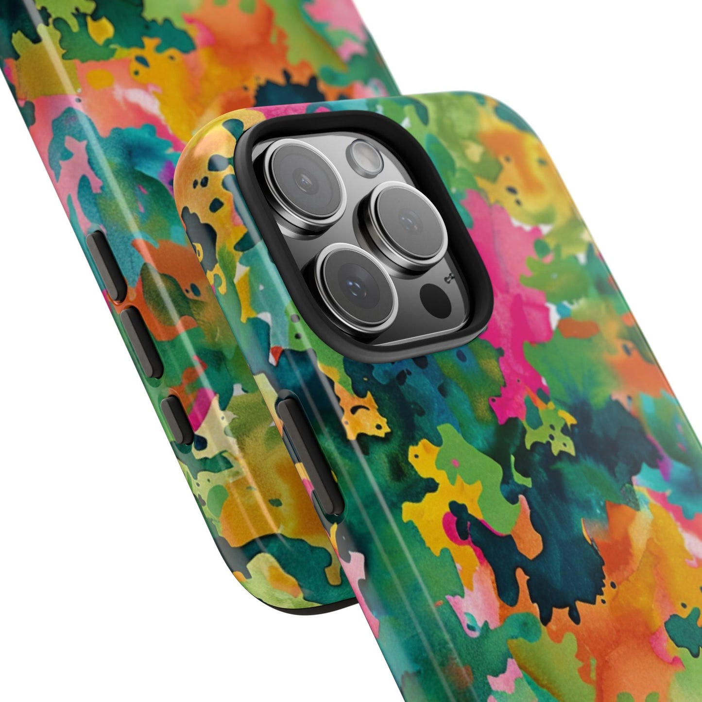 Vibrant Watercolor Splash iPhone Case – Bold Multicolor Artistic Design - BOGO Cases