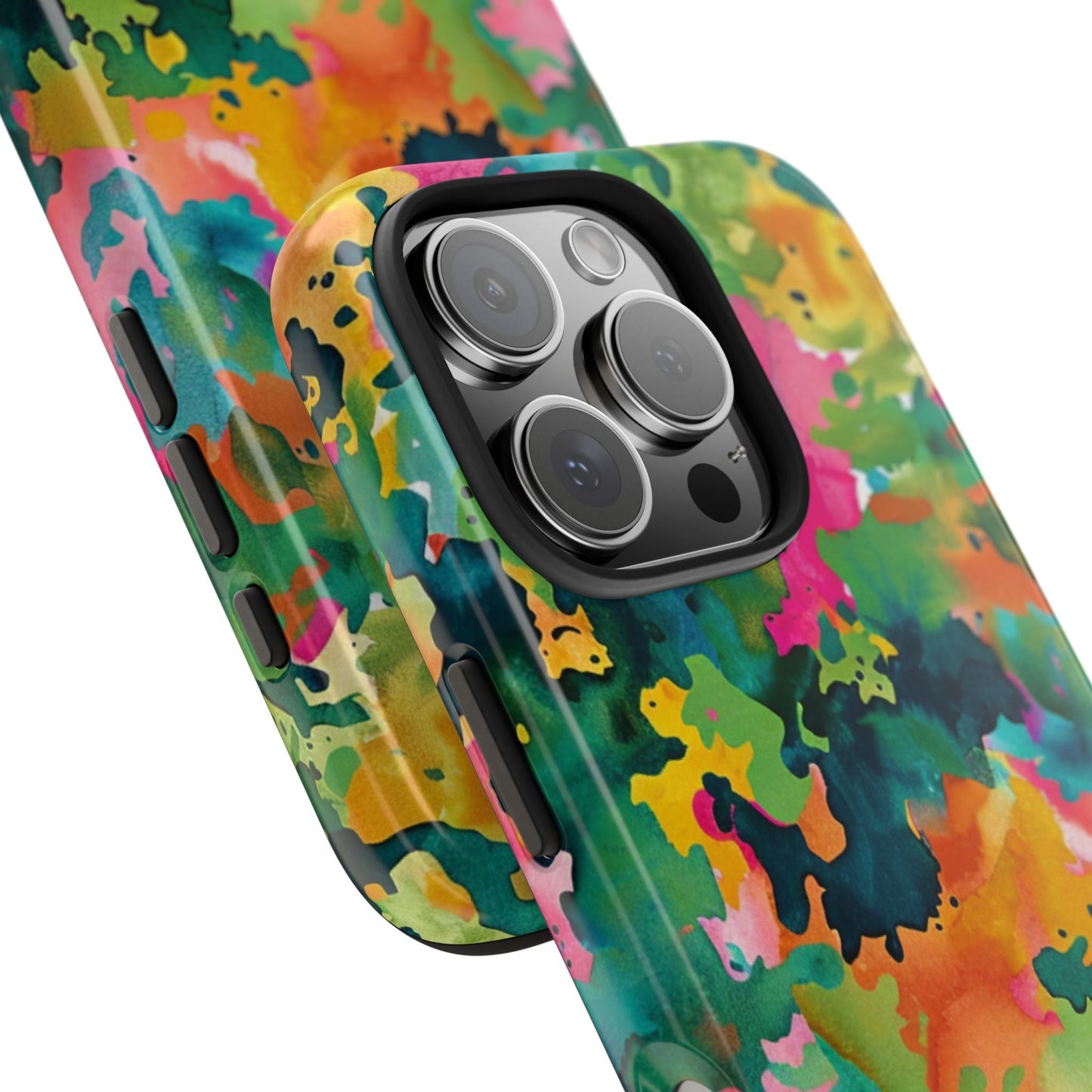 Vibrant Watercolor Splash iPhone Case – Bold Multicolor Artistic Design - BOGO Cases