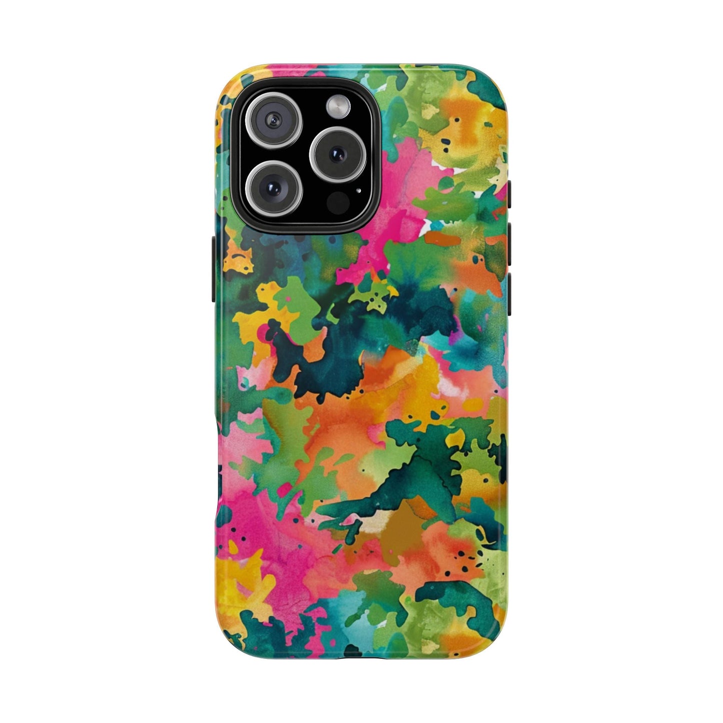 Vibrant Watercolor Splash iPhone Case – Bold Multicolor Artistic Design - BOGO Cases