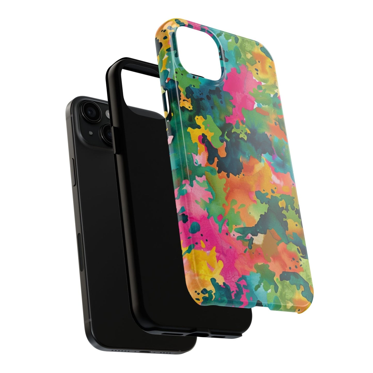 Vibrant Watercolor Splash iPhone Case – Bold Multicolor Artistic Design - BOGO Cases