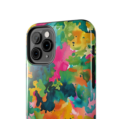Vibrant Watercolor Splash iPhone Case – Bold Multicolor Artistic Design - BOGO Cases