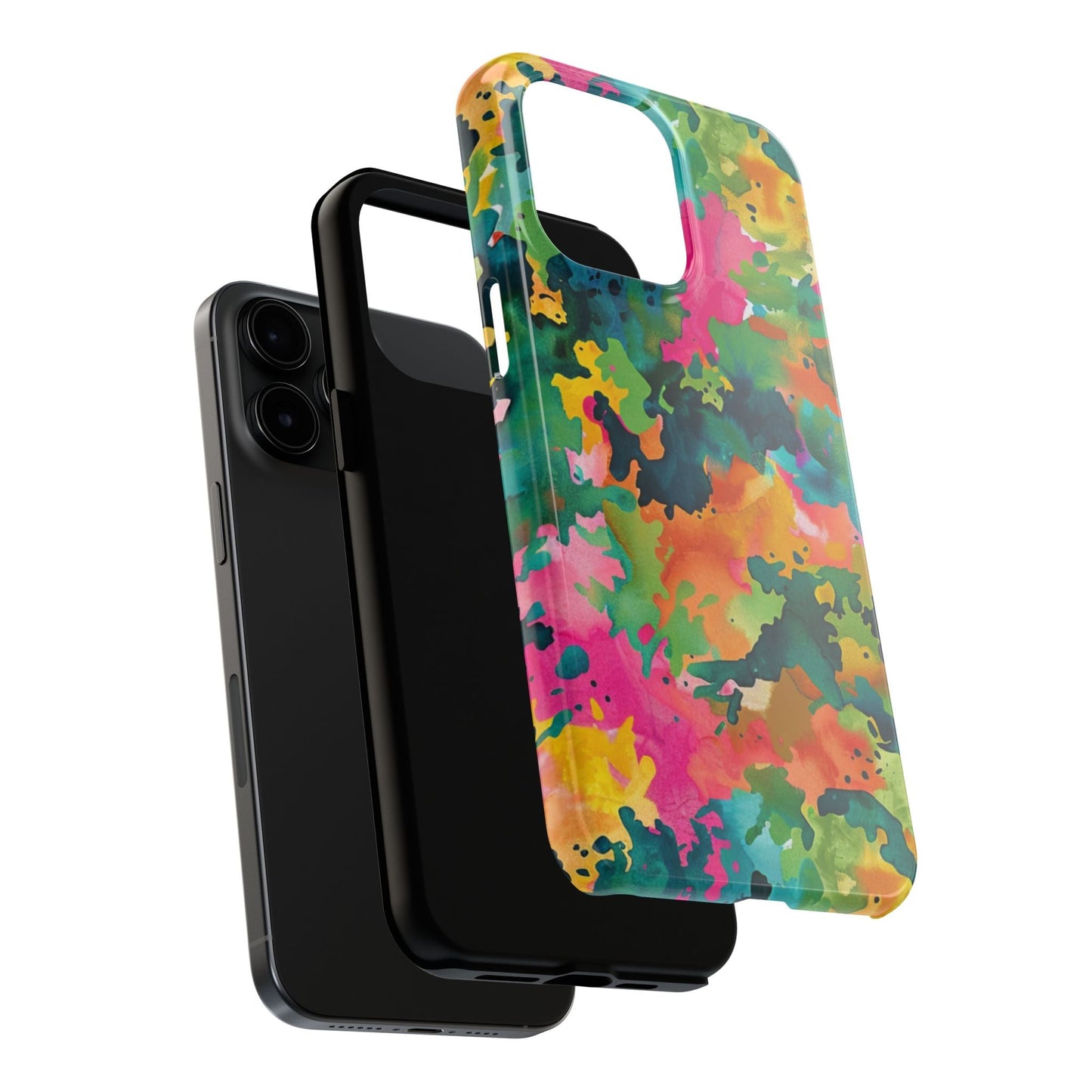 Vibrant Watercolor Splash iPhone Case – Bold Multicolor Artistic Design - BOGO Cases