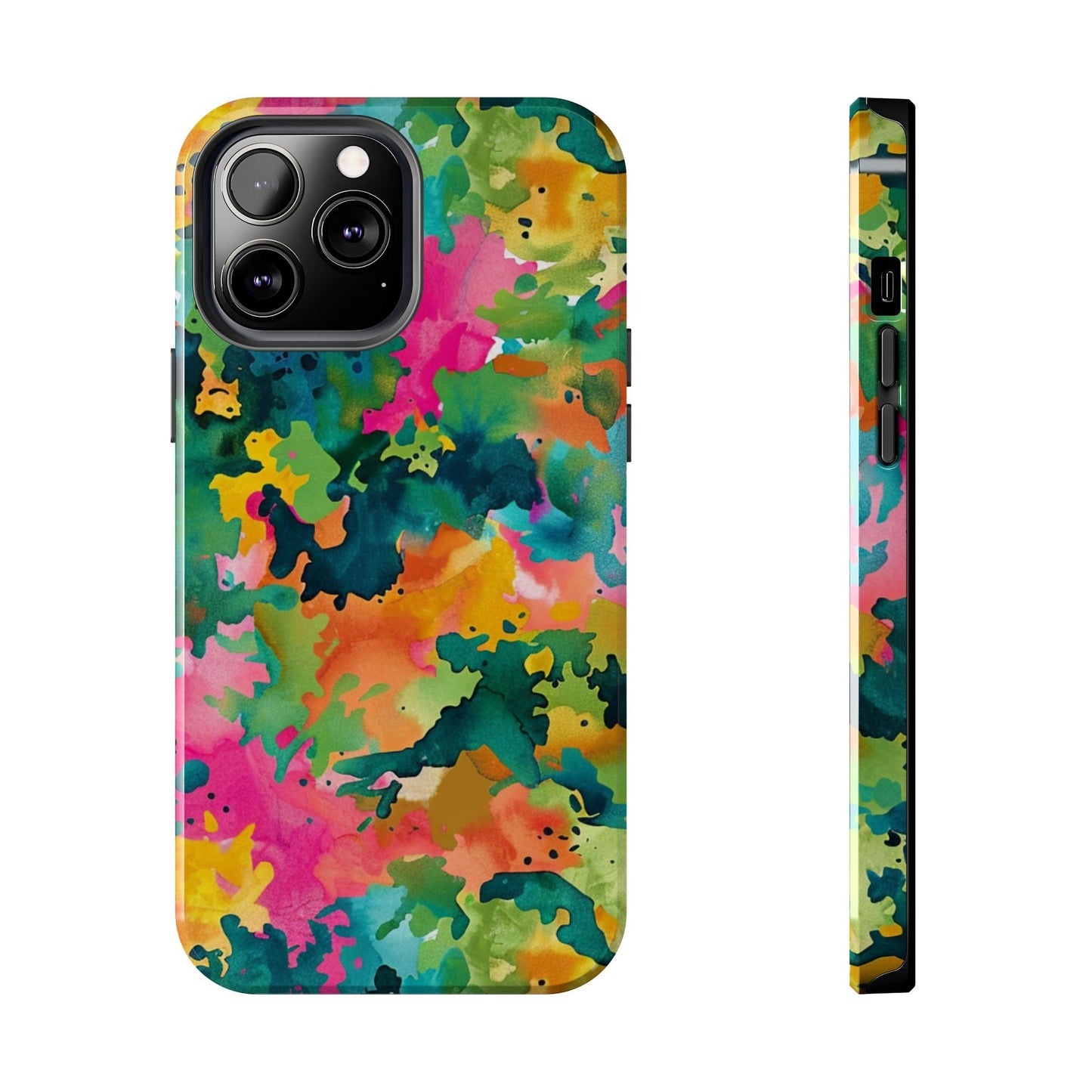Vibrant Watercolor Splash iPhone Case – Bold Multicolor Artistic Design - BOGO Cases