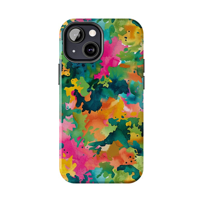 Vibrant Watercolor Splash iPhone Case – Bold Multicolor Artistic Design - BOGO Cases