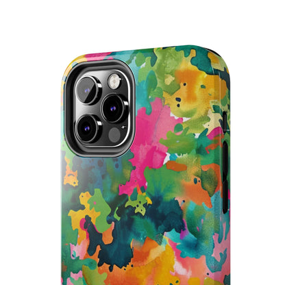 Vibrant Watercolor Splash iPhone Case – Bold Multicolor Artistic Design - BOGO Cases