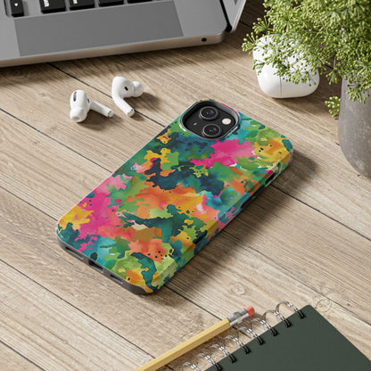 Vibrant Watercolor Splash iPhone Case – Bold Multicolor Artistic Design - BOGO Cases