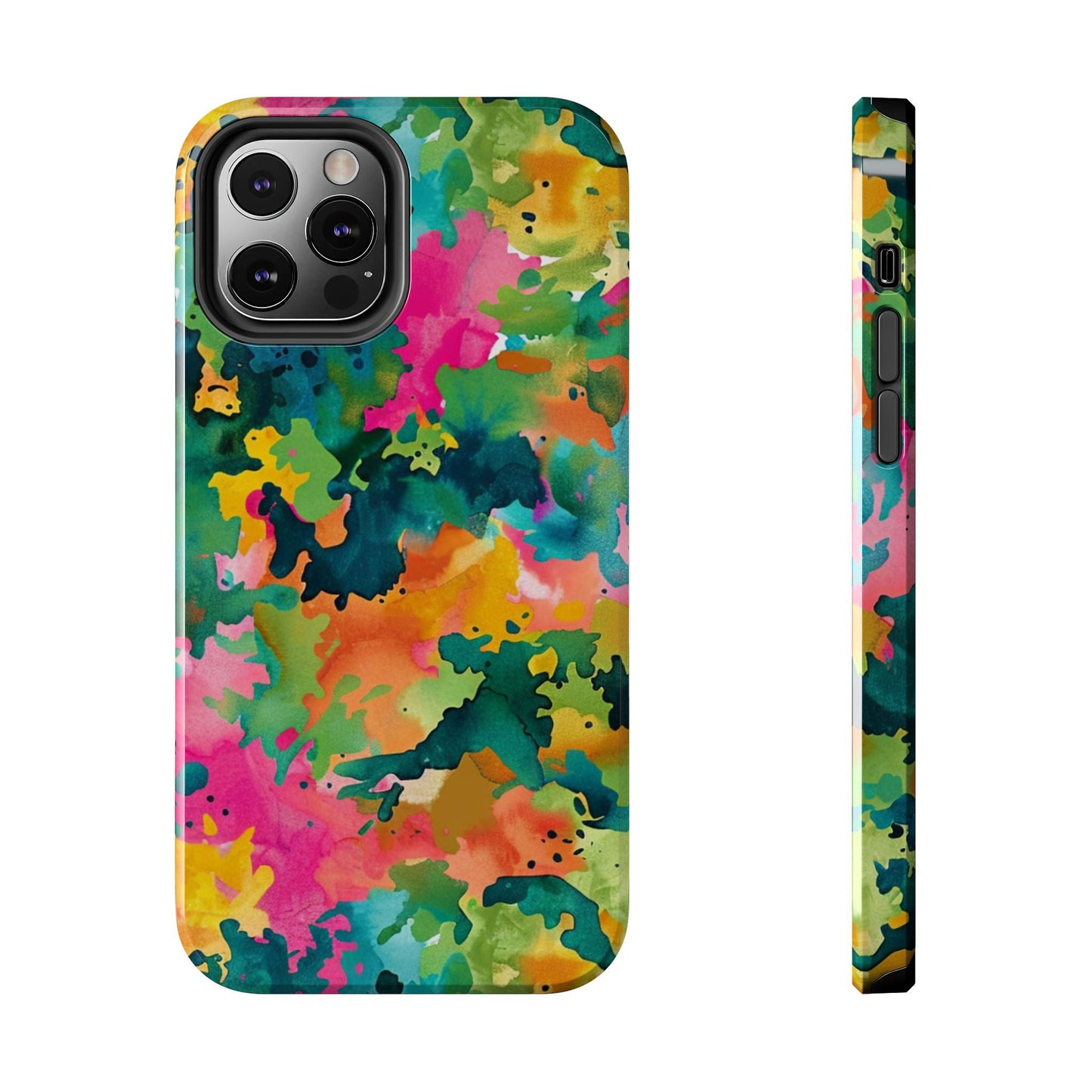 Vibrant Watercolor Splash iPhone Case – Bold Multicolor Artistic Design - BOGO Cases