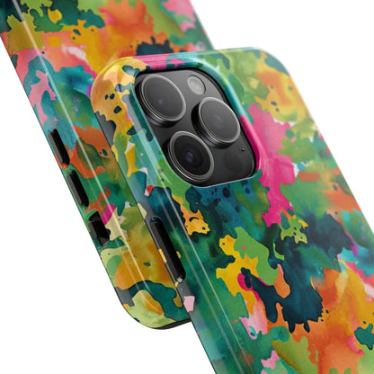 Vibrant Watercolor Splash iPhone Case – Bold Multicolor Artistic Design - BOGO Cases
