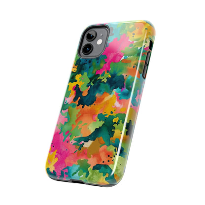 Vibrant Watercolor Splash iPhone Case – Bold Multicolor Artistic Design - BOGO Cases