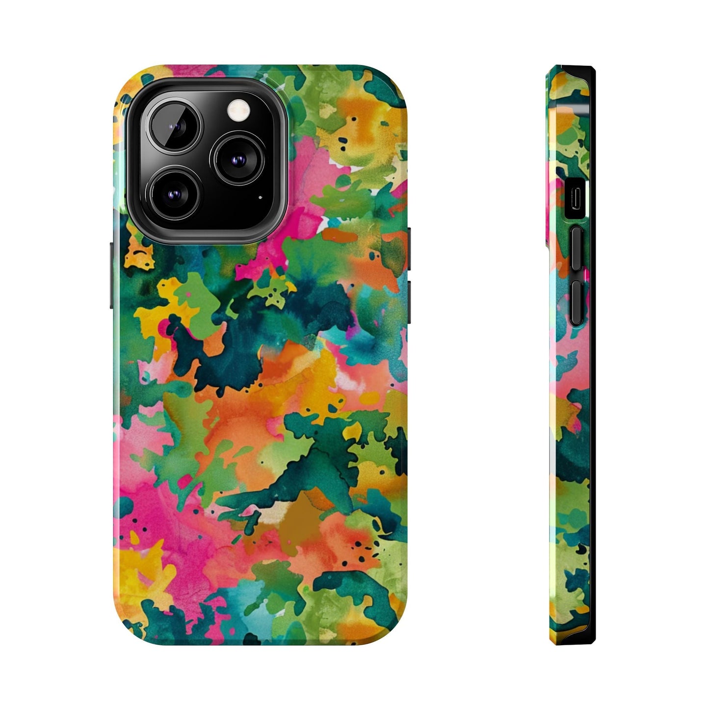 Vibrant Watercolor Splash iPhone Case – Bold Multicolor Artistic Design - BOGO Cases