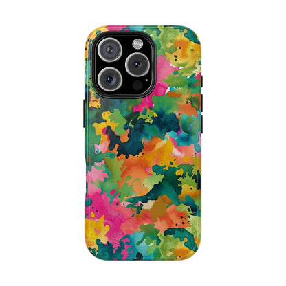 Vibrant Watercolor Splash iPhone Case – Bold Multicolor Artistic Design - BOGO Cases