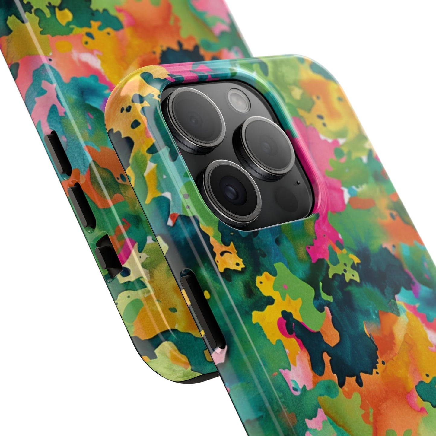 Vibrant Watercolor Splash iPhone Case – Bold Multicolor Artistic Design - BOGO Cases