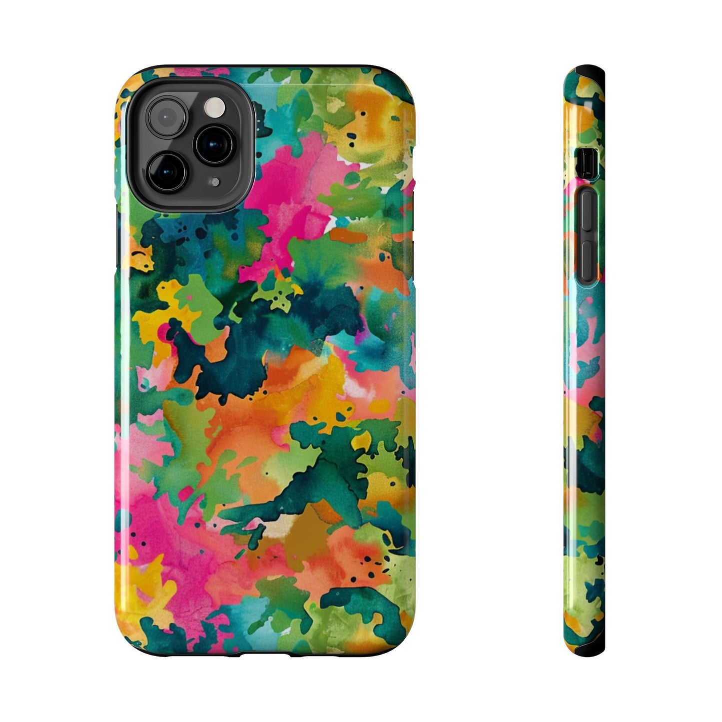 Vibrant Watercolor Splash iPhone Case – Bold Multicolor Artistic Design - BOGO Cases