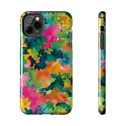 Vibrant Watercolor Splash iPhone Case – Bold Multicolor Artistic Design - BOGO Cases