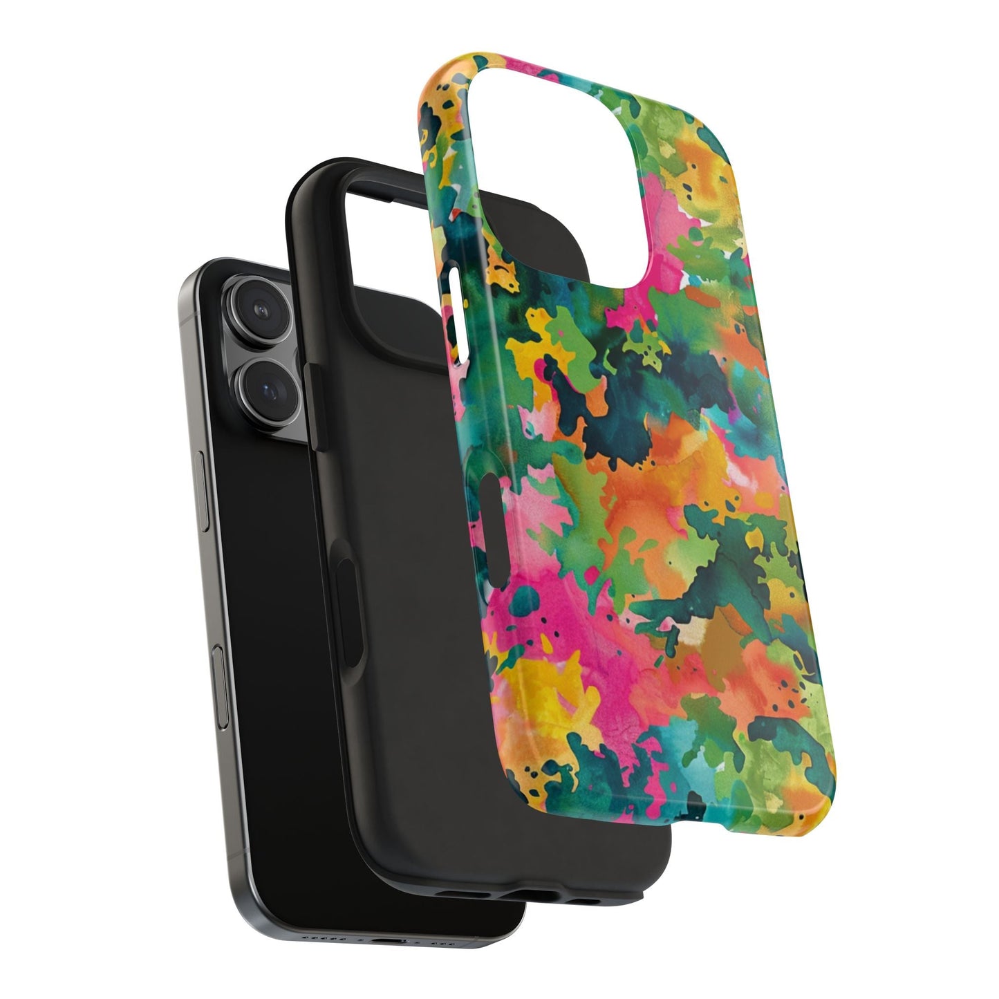 Vibrant Watercolor Splash iPhone Case – Bold Multicolor Artistic Design - BOGO Cases
