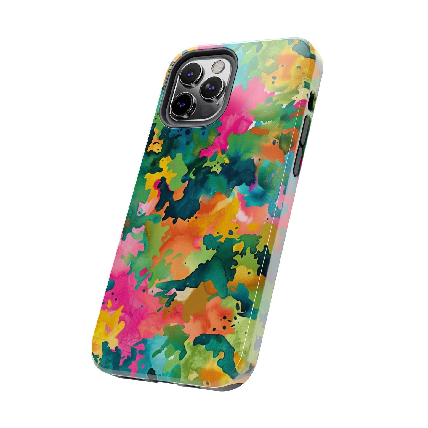 Vibrant Watercolor Splash iPhone Case – Bold Multicolor Artistic Design - BOGO Cases