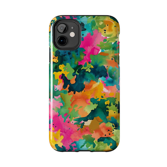 Vibrant Watercolor Splash iPhone Case – Bold Multicolor Artistic Design - BOGO Cases