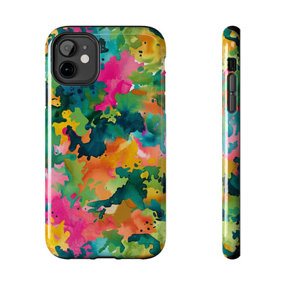 Vibrant Watercolor Splash iPhone Case – Bold Multicolor Artistic Design - BOGO Cases