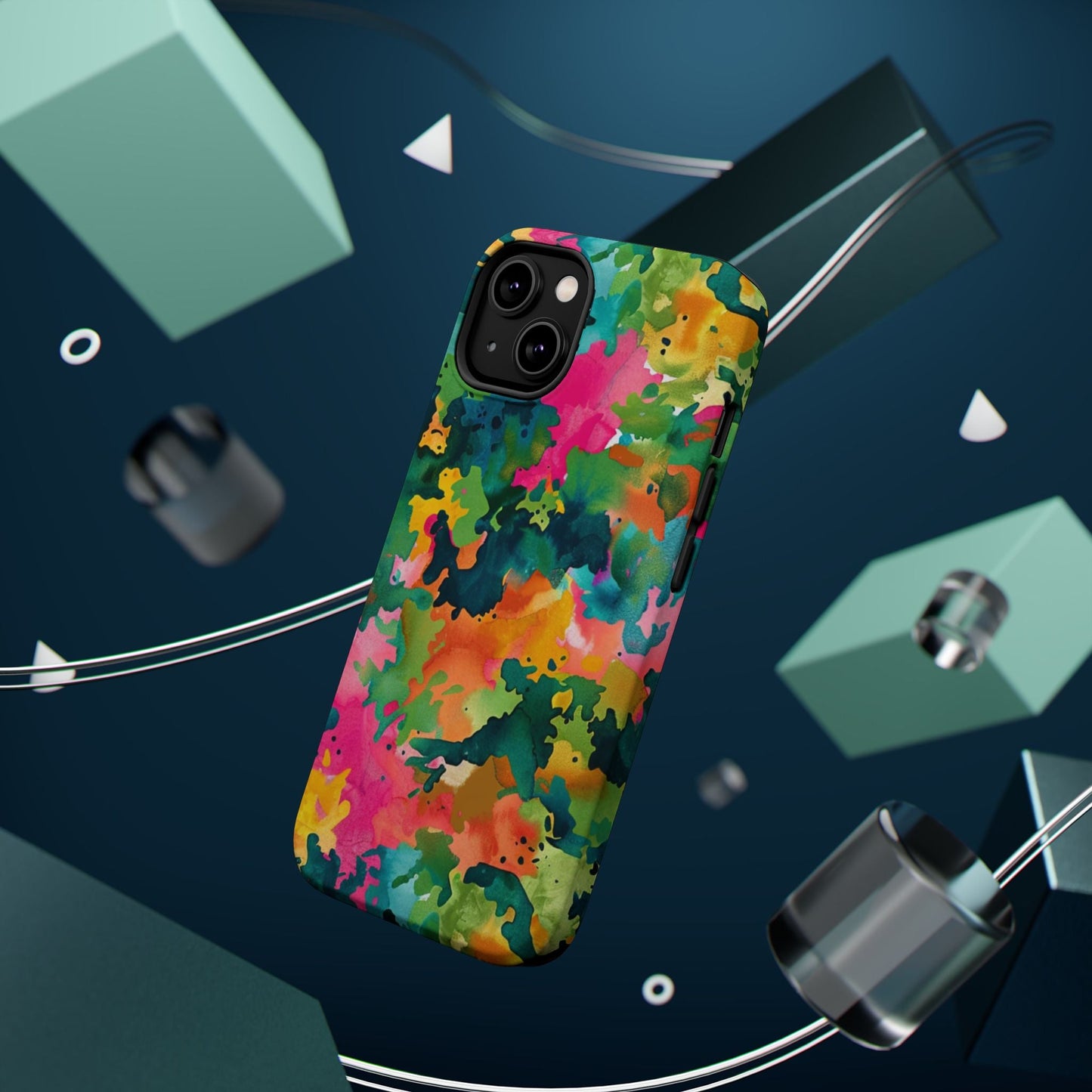Vibrant Watercolor Splash MagSafe Case – Colorful Abstract Design with MagSafe Compatibility - BOGO Cases