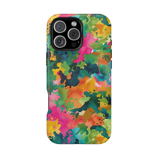 Vibrant Watercolor Splash MagSafe Case – Colorful Abstract Design with MagSafe Compatibility - BOGO Cases
