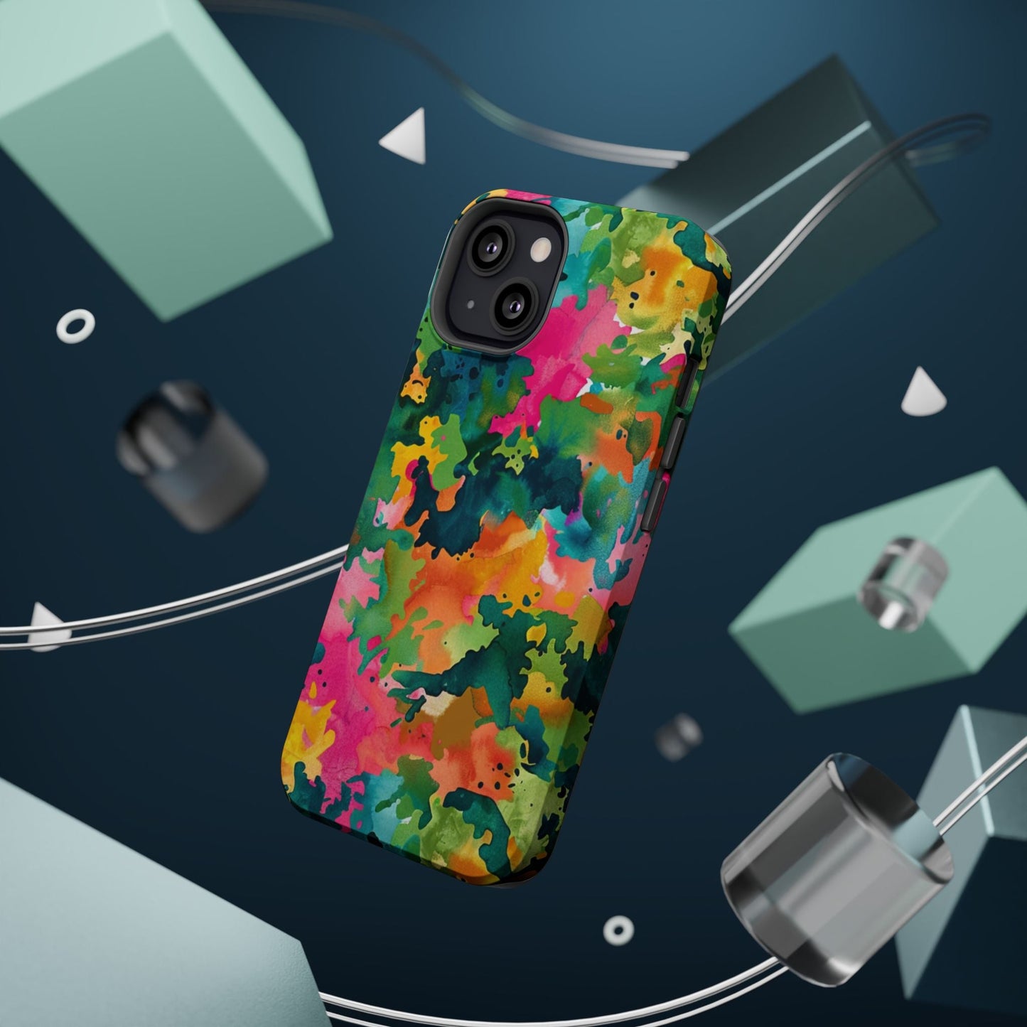 Vibrant Watercolor Splash MagSafe Case – Colorful Abstract Design with MagSafe Compatibility - BOGO Cases