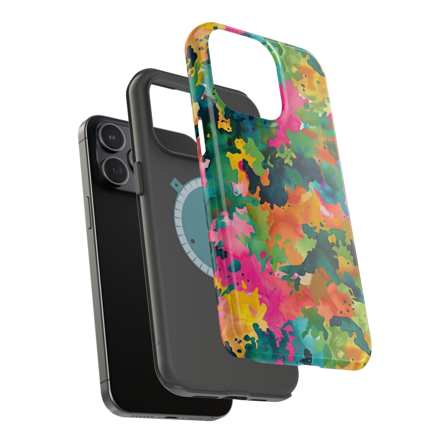 Vibrant Watercolor Splash MagSafe Case – Colorful Abstract Design with MagSafe Compatibility - BOGO Cases