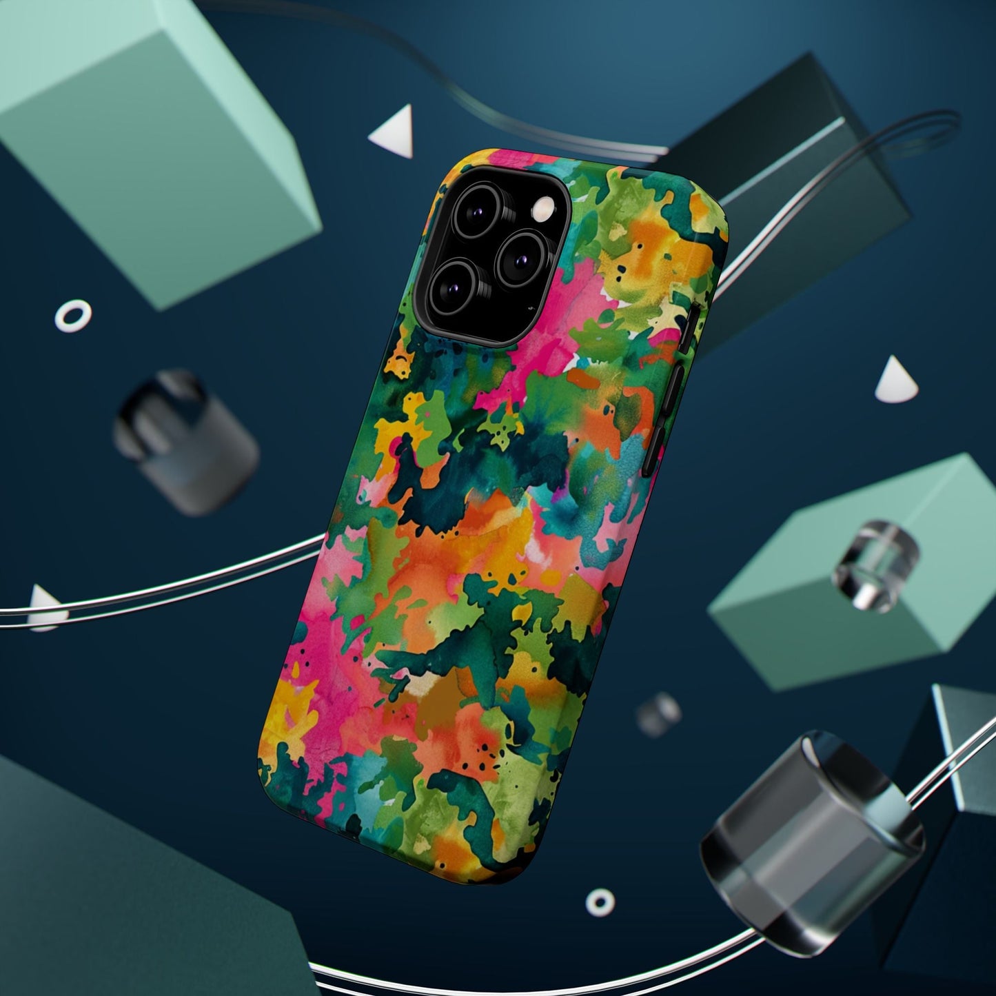 Vibrant Watercolor Splash MagSafe Case – Colorful Abstract Design with MagSafe Compatibility - BOGO Cases