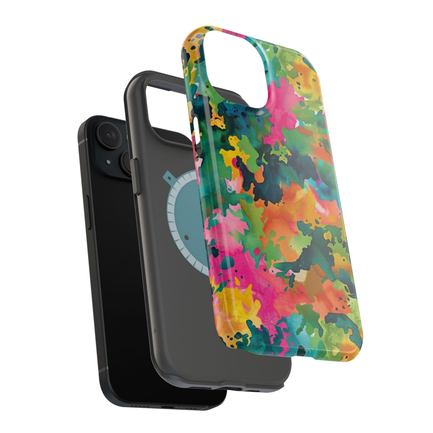 Vibrant Watercolor Splash MagSafe Case – Colorful Abstract Design with MagSafe Compatibility - BOGO Cases