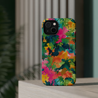 Vibrant Watercolor Splash MagSafe Case – Colorful Abstract Design with MagSafe Compatibility - BOGO Cases
