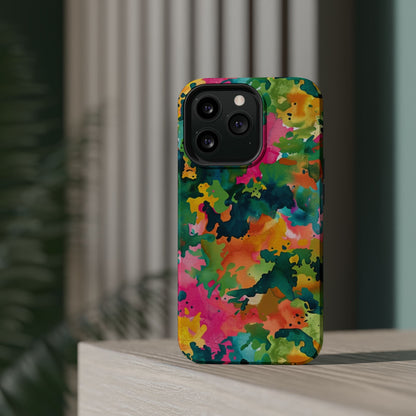 Vibrant Watercolor Splash MagSafe Case – Colorful Abstract Design with MagSafe Compatibility - BOGO Cases